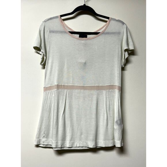 FENDI Silk Blend Bow Back Short Sleeve Tee, Ivory/Pink, Sz 44 (L-XL) - Picture 2 of 11